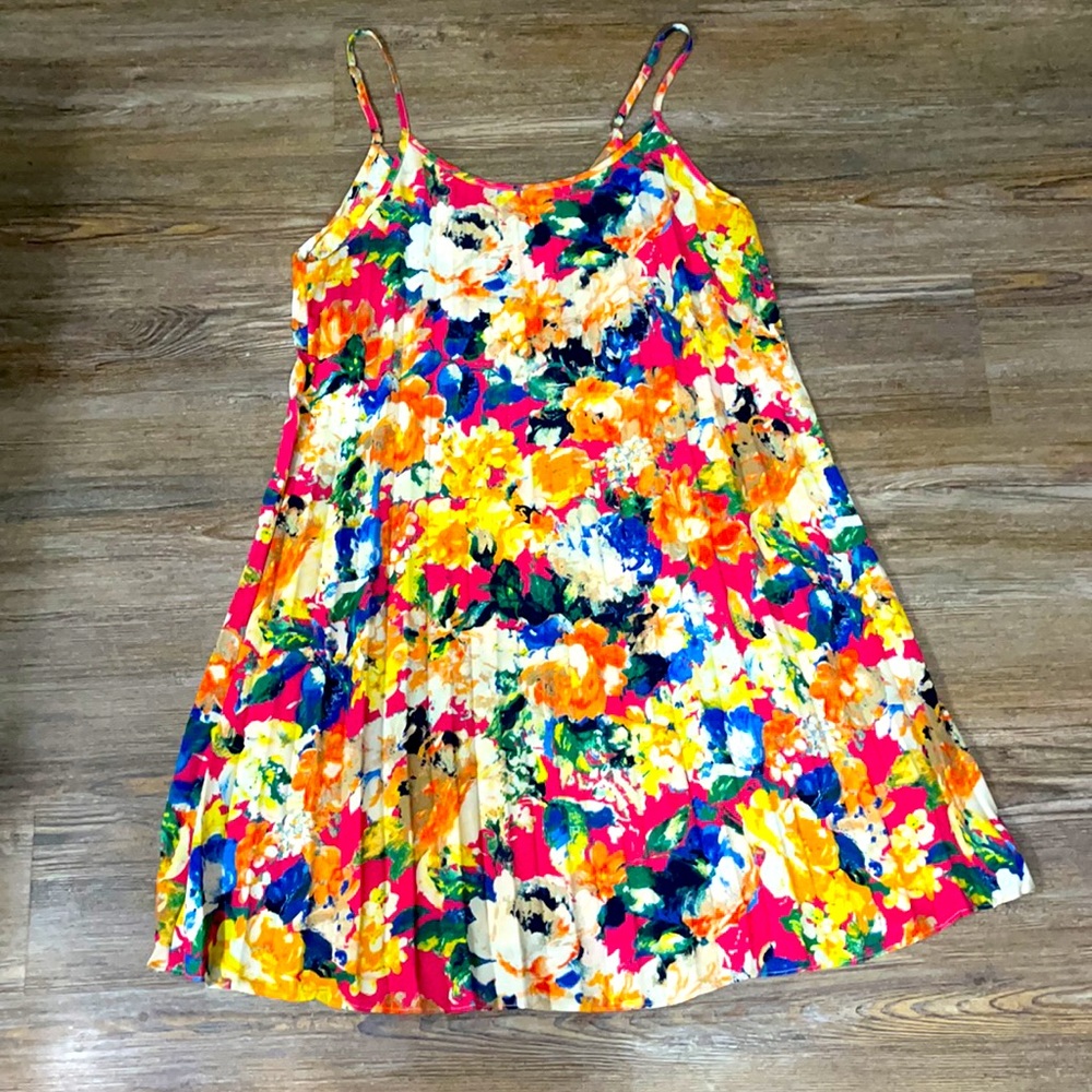 💖 SKIES ARE BLUE SMALL Floral Pink tank swing Dress